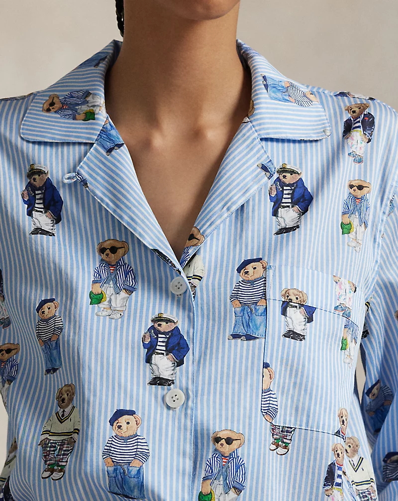 Polo Bear Cotton Long-Sleeve Pajama Set