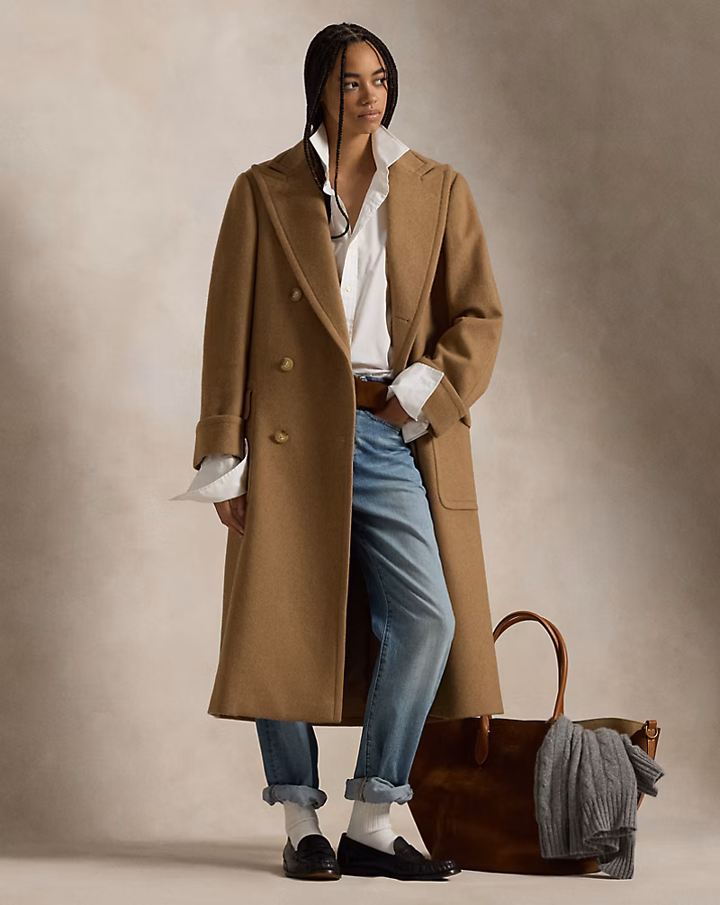 Camel-Hair Long Polo Coat