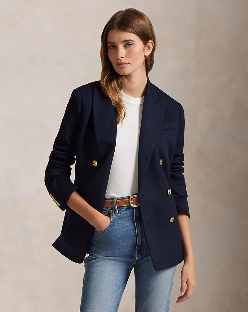 Double-Breasted Knit Blazer