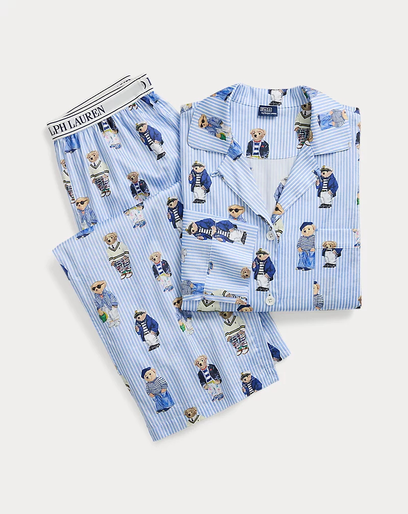 Polo Bear Cotton Long-Sleeve Pajama Set