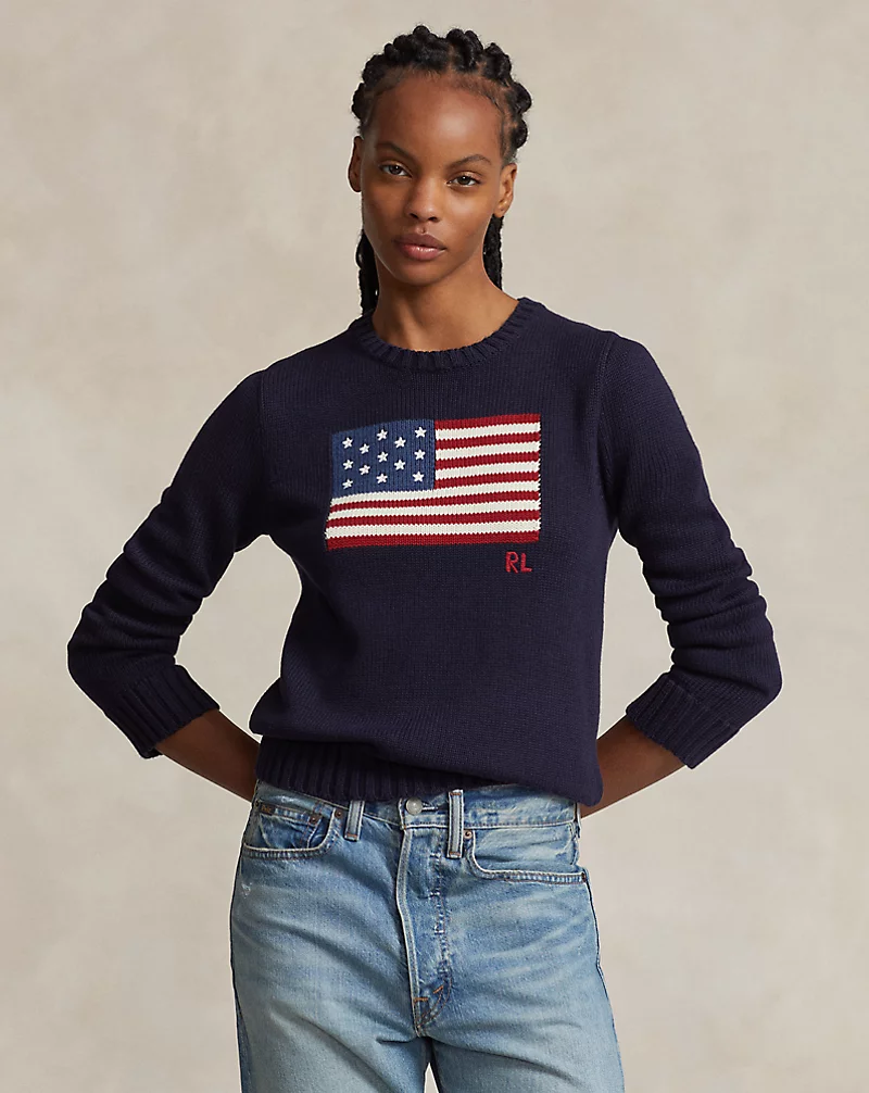 Flag Cotton Crewneck Sweater
