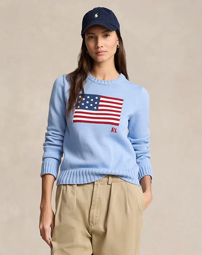 Flag Cotton Crewneck Sweater