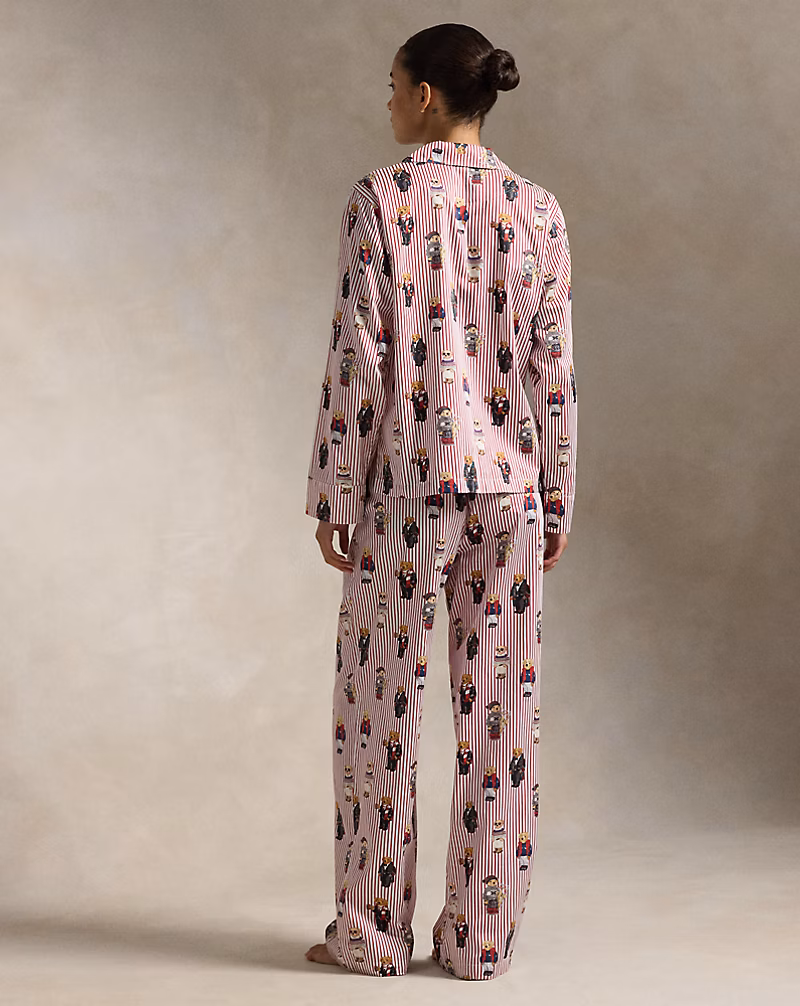 Polo Bear Cotton Long-Sleeve Pajama Set