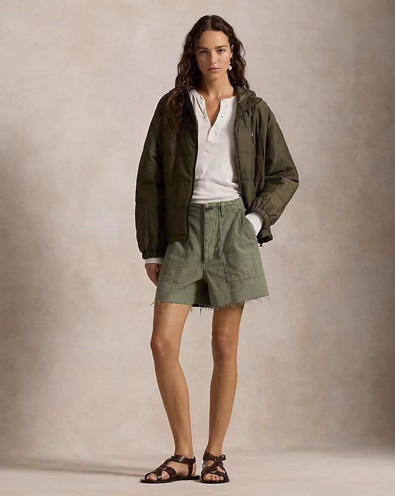 Box-Quilted Hooded Jacket