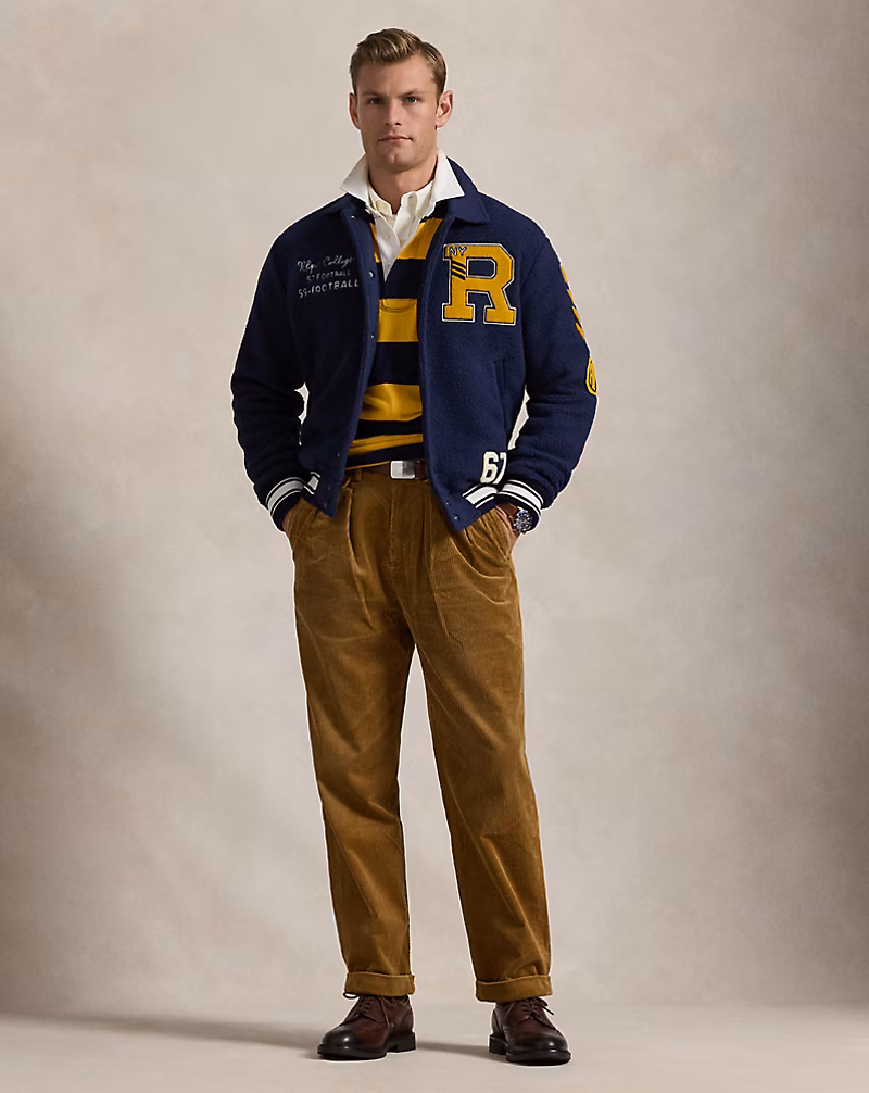 Pile Fleece Letterman Jacket