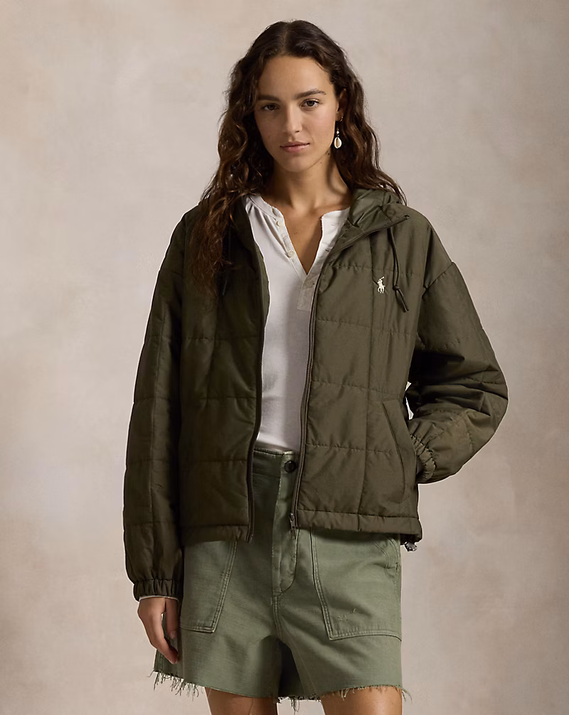 Box-Quilted Hooded Jacket