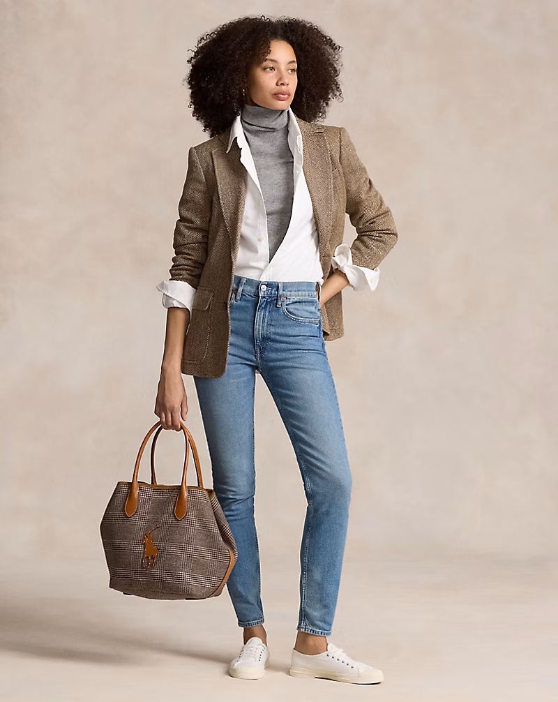 Herringbone Linen-Blend Blazer