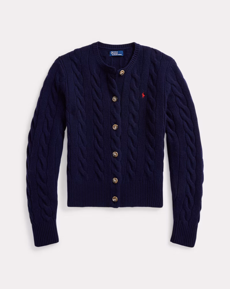 Cable-Knit Wool-Cashmere Cardigan
