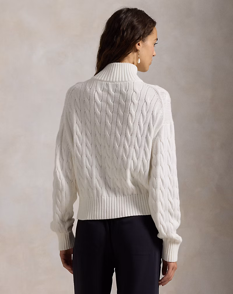 Cable-Knit Cotton Quarter-Zip Sweater