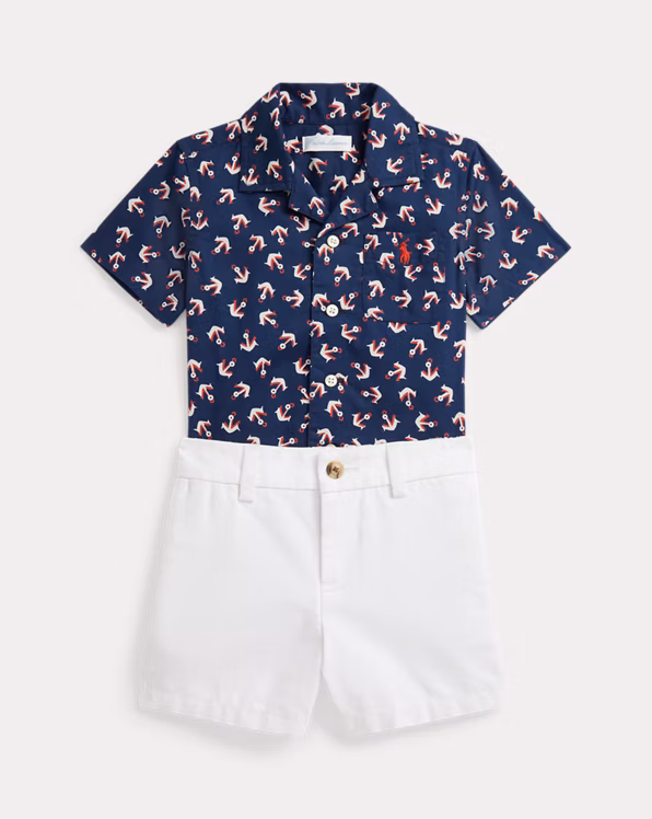Anchor Cotton Camp Shirt & Short Set