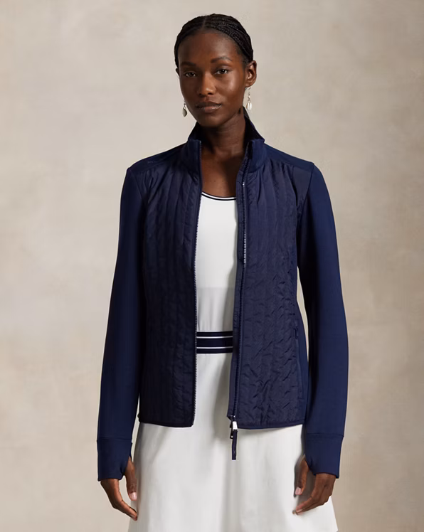 Quilted-Panel Zip Jacket