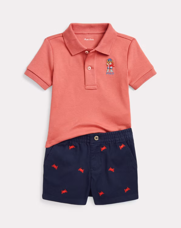 Bear Cotton Polo Shirt & Short Set